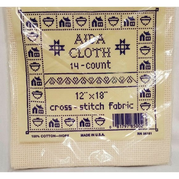 Ivory Cross Stitch AIDA Cloth Fabric 14 Count 12” x 18” 100% cotton 56181 - Picture 2 of 5